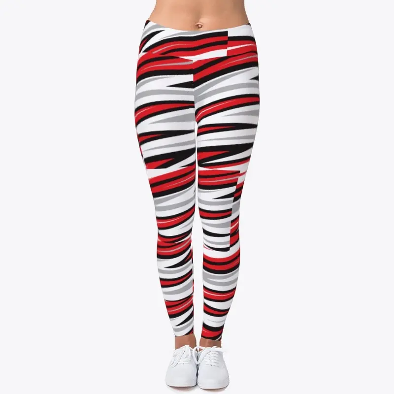 Red and White Zebra stripe Yoga pants