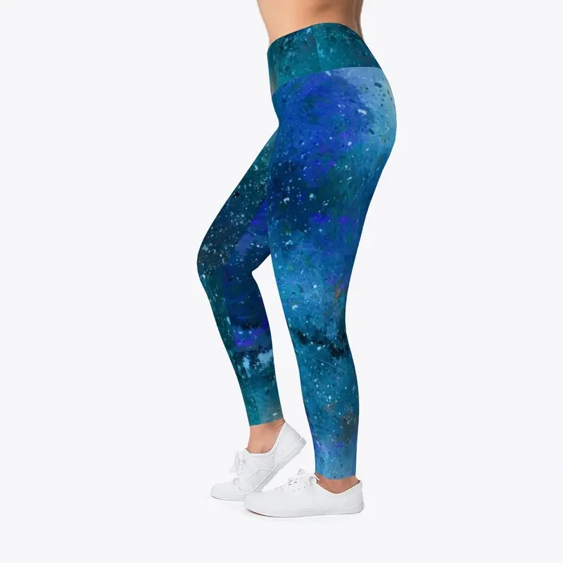 yoga pants (blue paint and space theme)